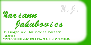 mariann jakubovics business card